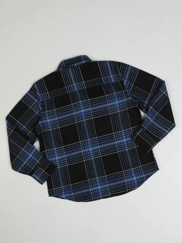 Hoop Boys Black Checked Slim Fit Casual Shirt