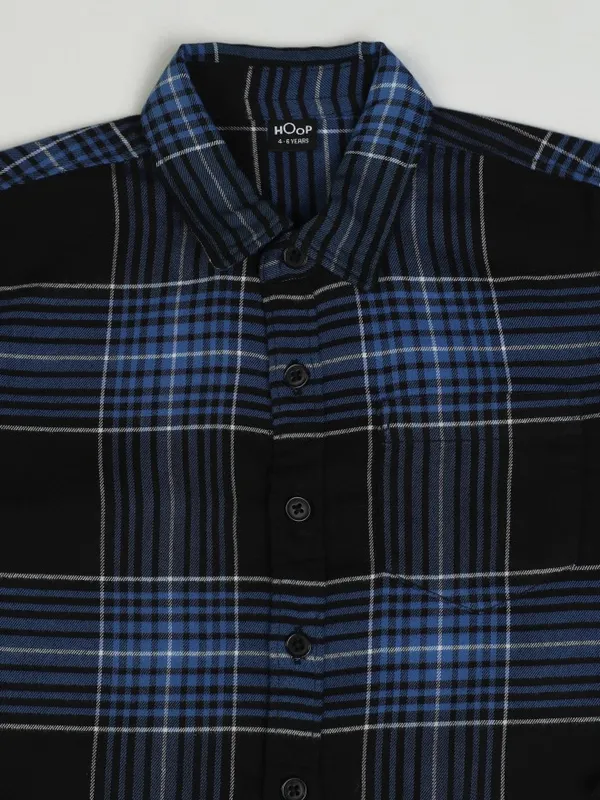Hoop Boys Black Checked Slim Fit Casual Shirt