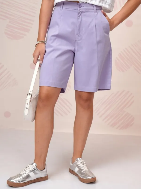Tokyo Talkies Women Lavender Regular Fit Shorts