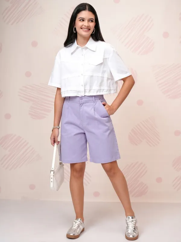 Tokyo Talkies Women Lavender Regular Fit Shorts