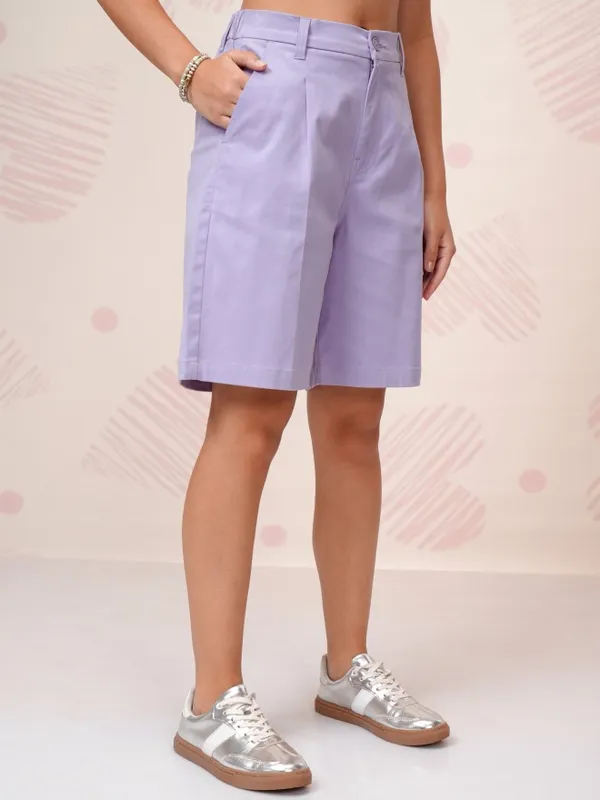 Tokyo Talkies Women Lavender Regular Fit Shorts