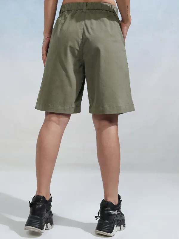 Tokyo Talkies Women Olive Regular Fit Chino Shorts
