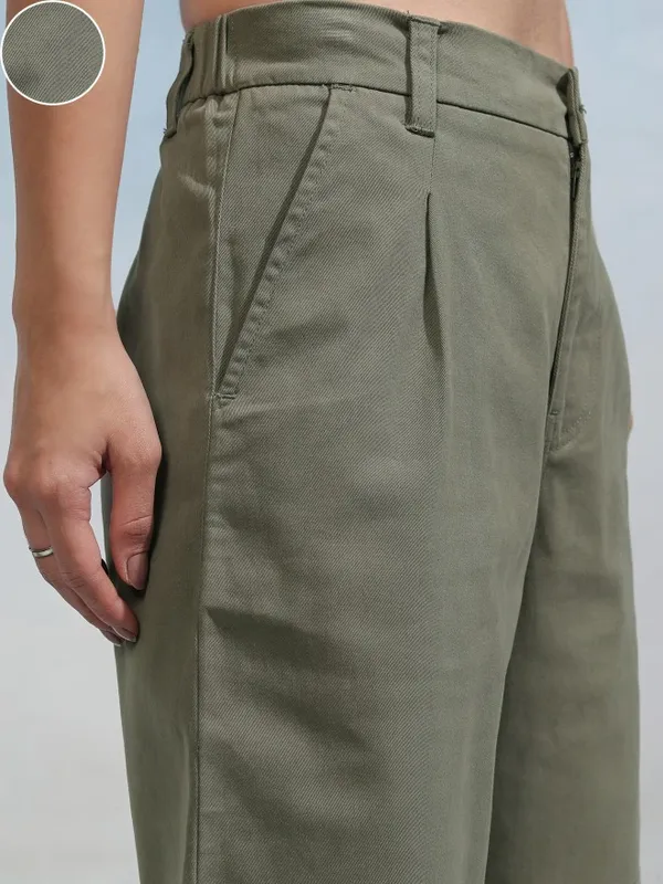 Tokyo Talkies Women Olive Regular Fit Chino Shorts