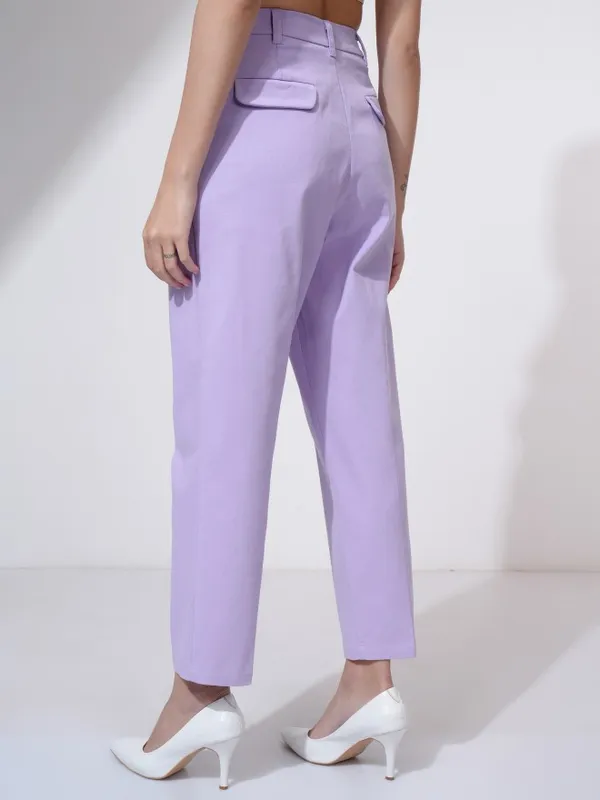 Tokyo Talkies Women Purple Solid Regular Fit Formal Trousers