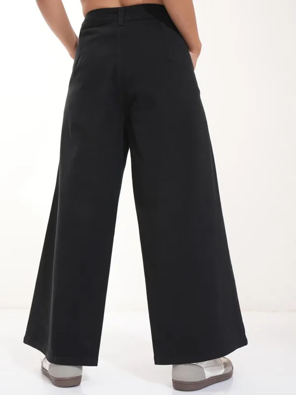 Tokyo Talkies Women Black Solid Flared Casual Trouser