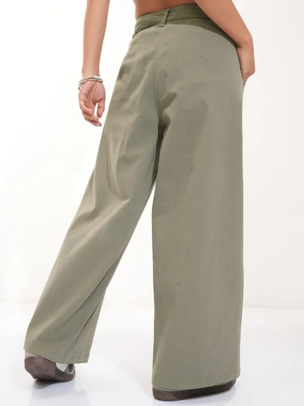 Solid Flared Casual Trouser