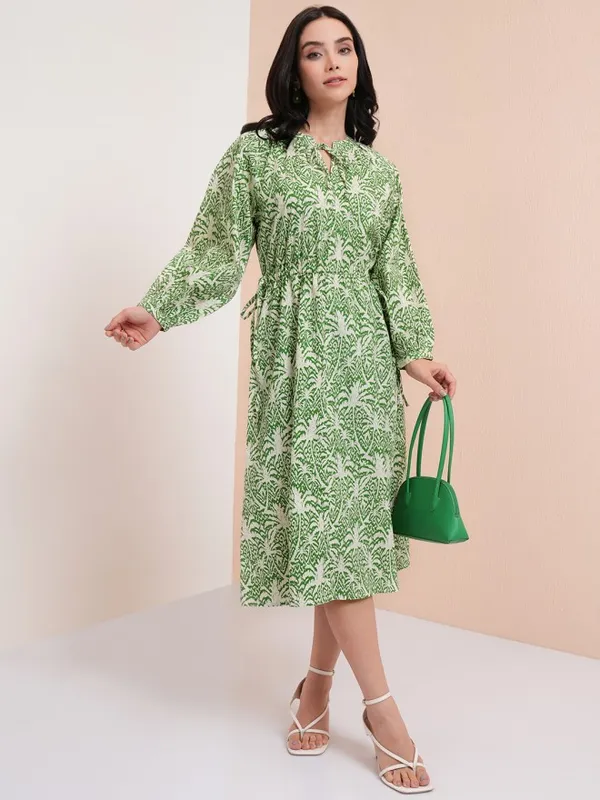 Printed Fit And Flare Dress