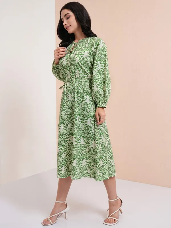 Printed Fit And Flare Dress