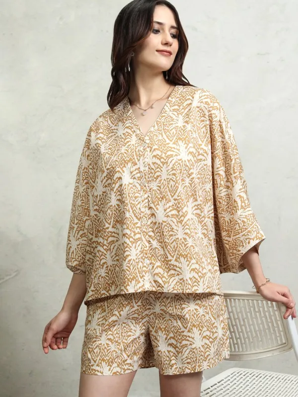 Tokyo Talkies Women Brown Printed Regular Top