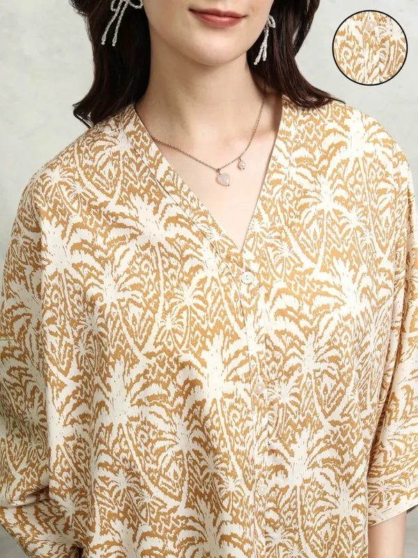 Tokyo Talkies Women Brown Printed Regular Top