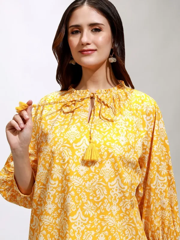Tokyo Talkies Women Yellow Printed Regular Top