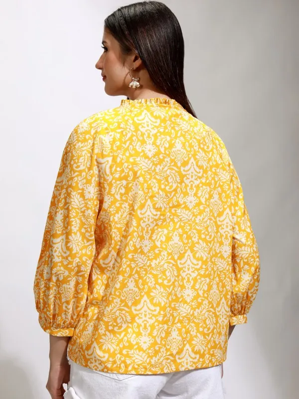 Tokyo Talkies Women Yellow Printed Regular Top