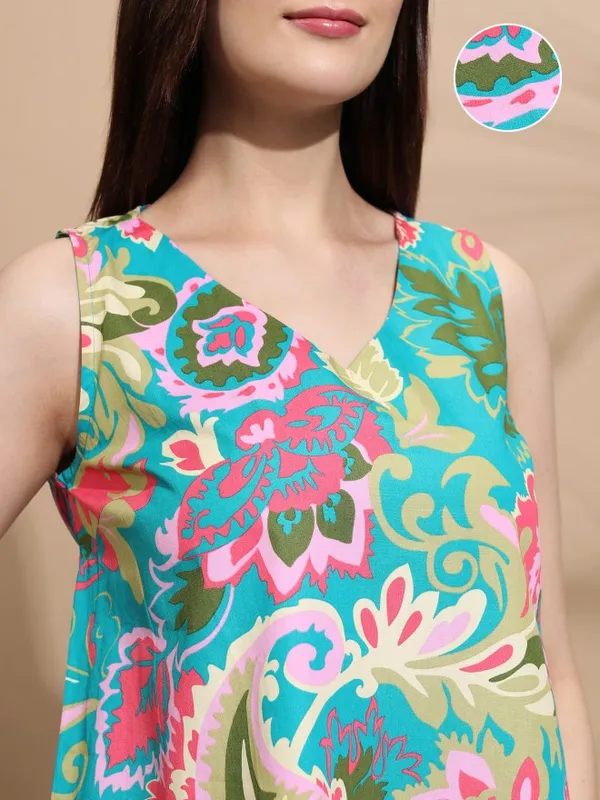 Tokyo Talkies Women Teal Printed Regular Top