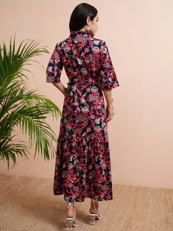 Tokyo Talkies Women Blue Printed Shirt Dress