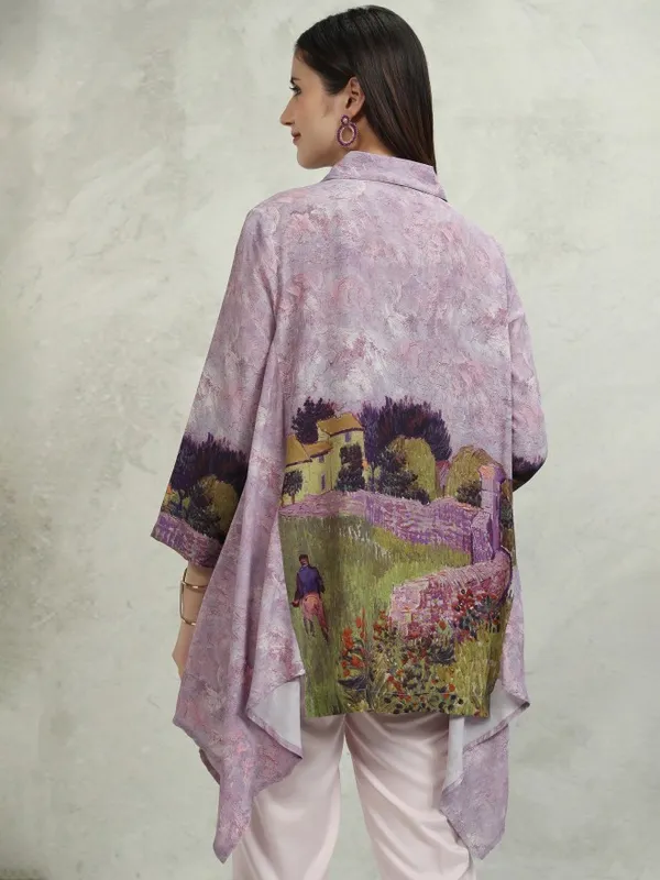 Printed Shirt Style Top