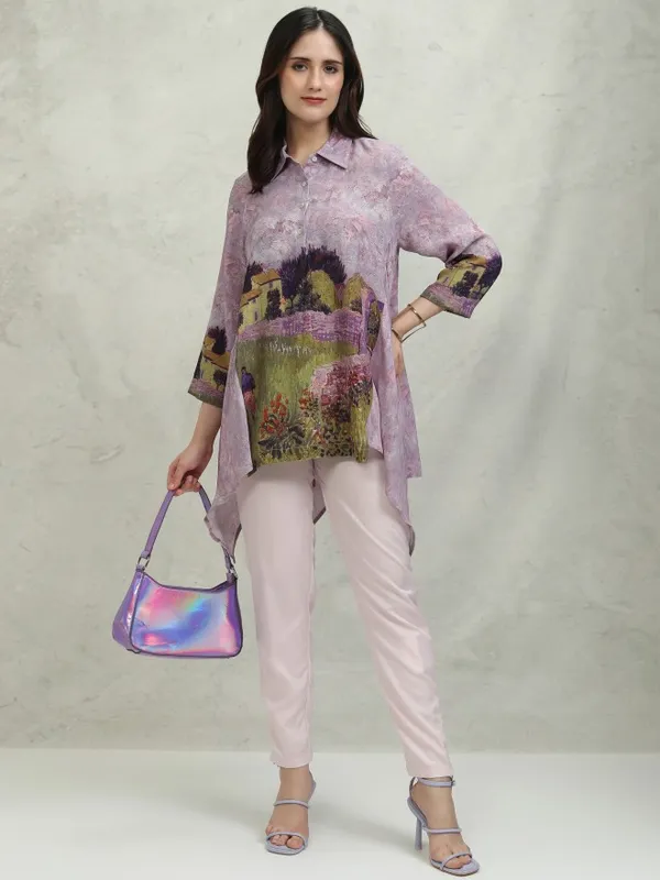 Vishudh Women Purple Printed Top
