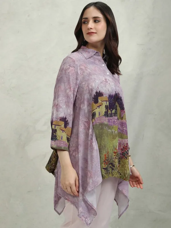 Vishudh Women Purple Printed Top