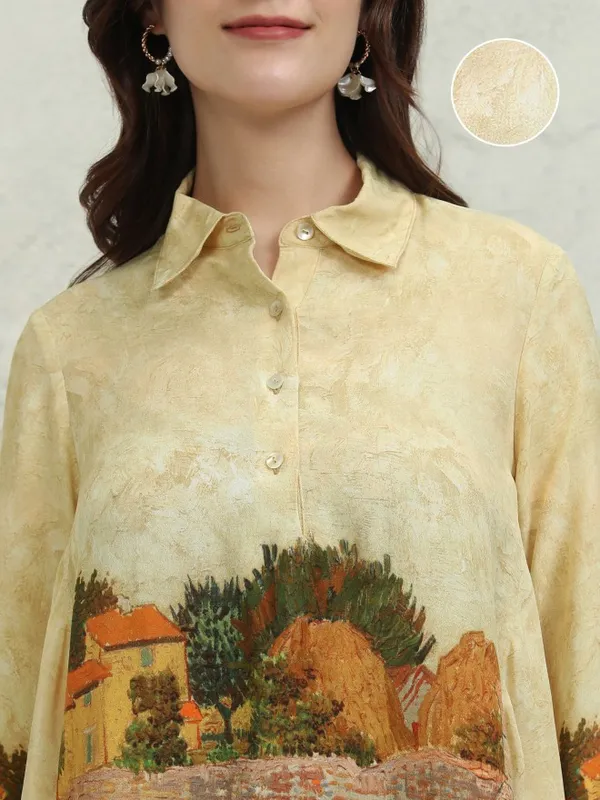 Vishudh Women Cream Printed Top