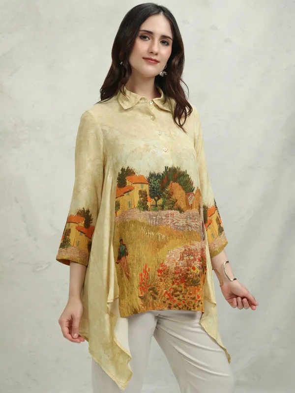 Vishudh Women Cream Printed Top