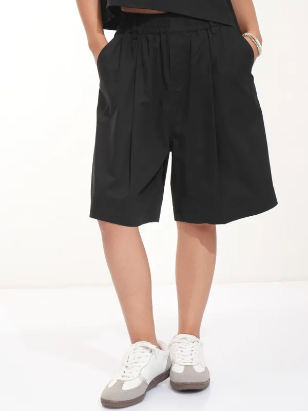 Tokyo Talkies Women Black Regular Fit Shorts
