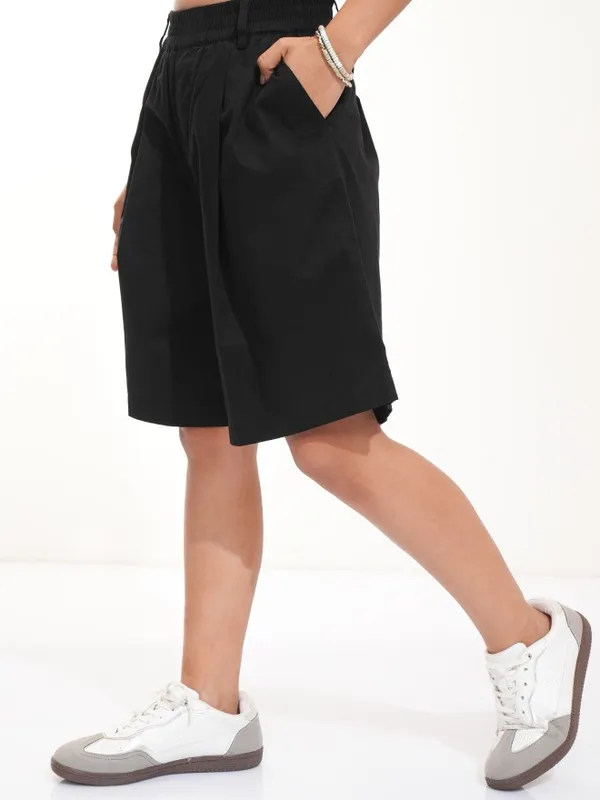 Tokyo Talkies Women Black Regular Fit Shorts