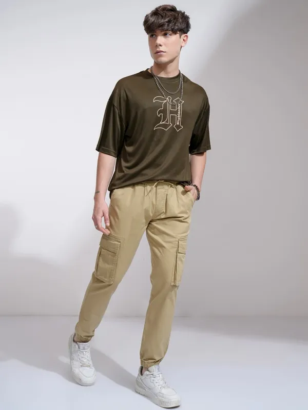 Highlander Men Brown Slim Fit Solid Joggers