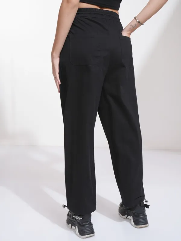 Tokyo Talkies Women Black Solid Regular Fit Casual Trousers