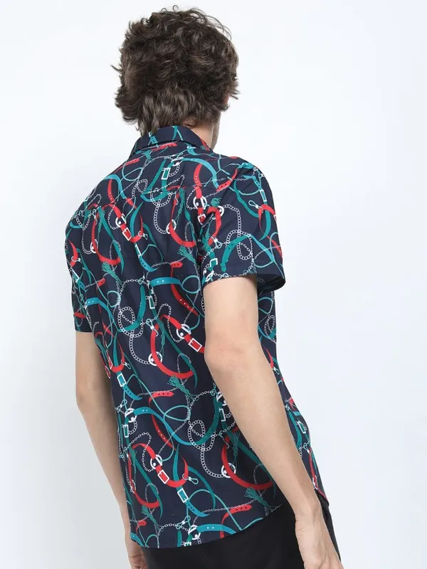 Locomotive Men Black Printed Slim Fit Casual Shirt