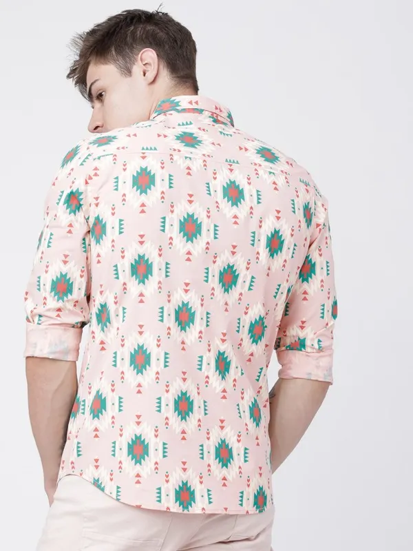 Locomotive Men Coral Printed Slim Fit Casual Shirt