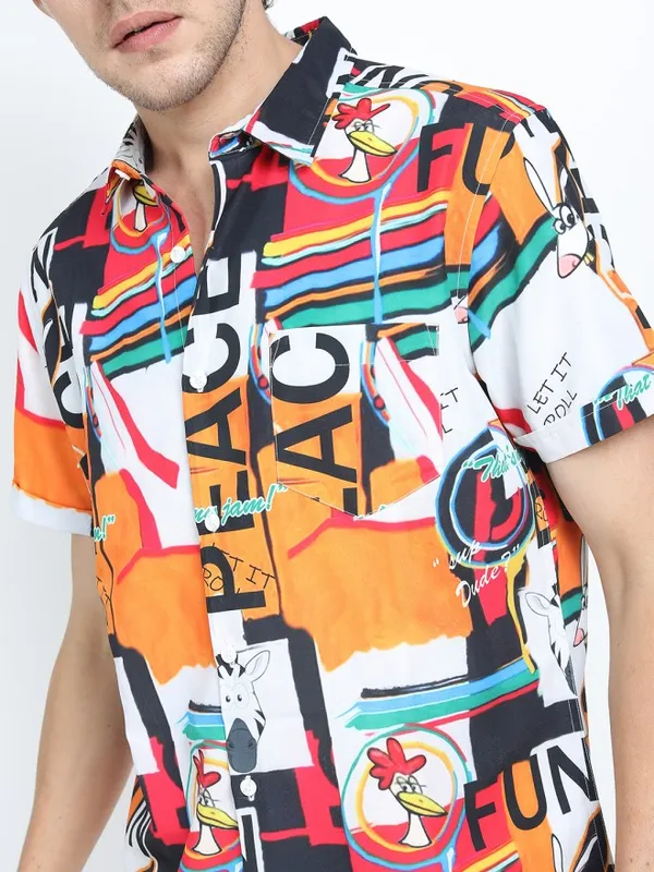 Locomotive Men Multi Printed Slim Fit Casual Shirt