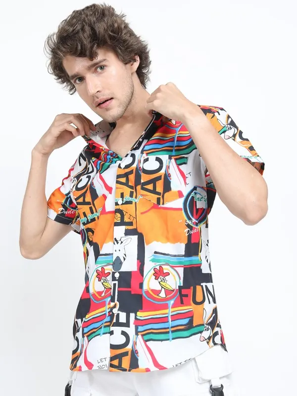 Locomotive Men Multi Printed Slim Fit Casual Shirt