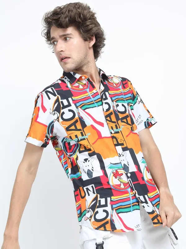 Locomotive Men Multi Printed Slim Fit Casual Shirt