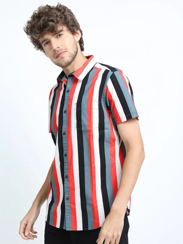 Highlander Men Multi Striped Slim Fit Casual Shirt
