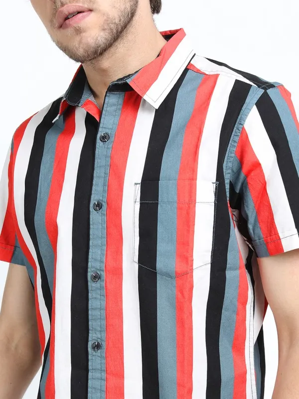 Highlander Men Multi Striped Slim Fit Casual Shirt