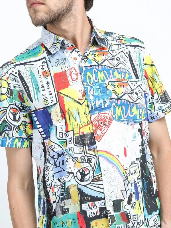 Highlander Men Multi Printed Slim Fit Casual Shirt