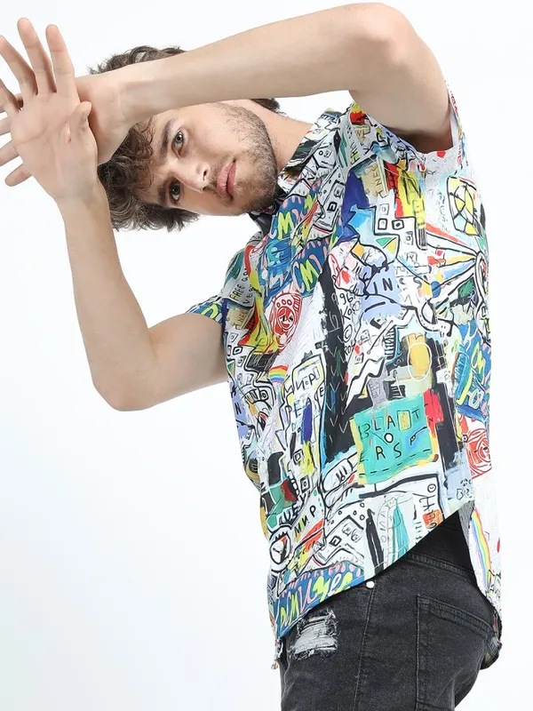 Highlander Men Multi Printed Slim Fit Casual Shirt