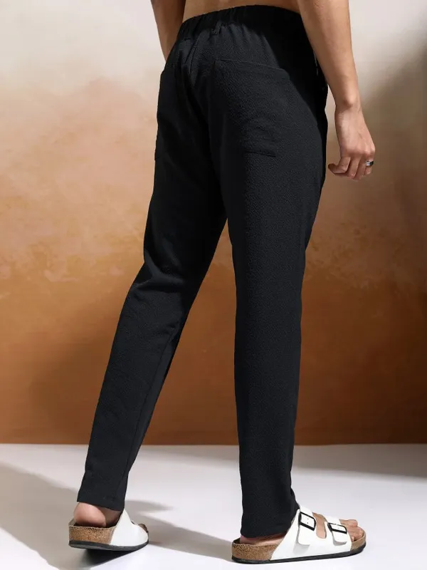 Highlander Men Blue Slim Fit Textured Casual Trouser