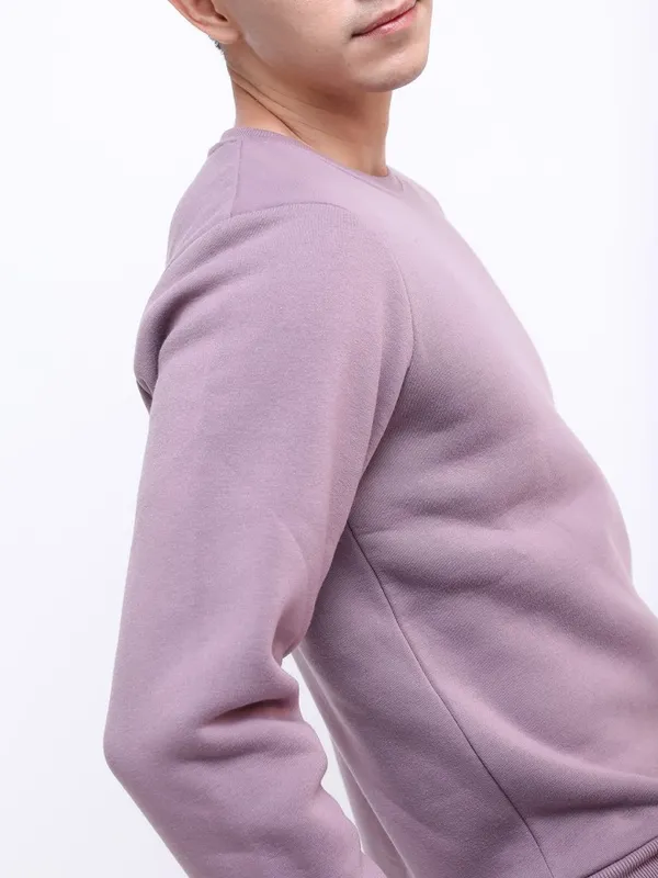 Highlander Men Purple Round Neck Pullover Sweatshirt