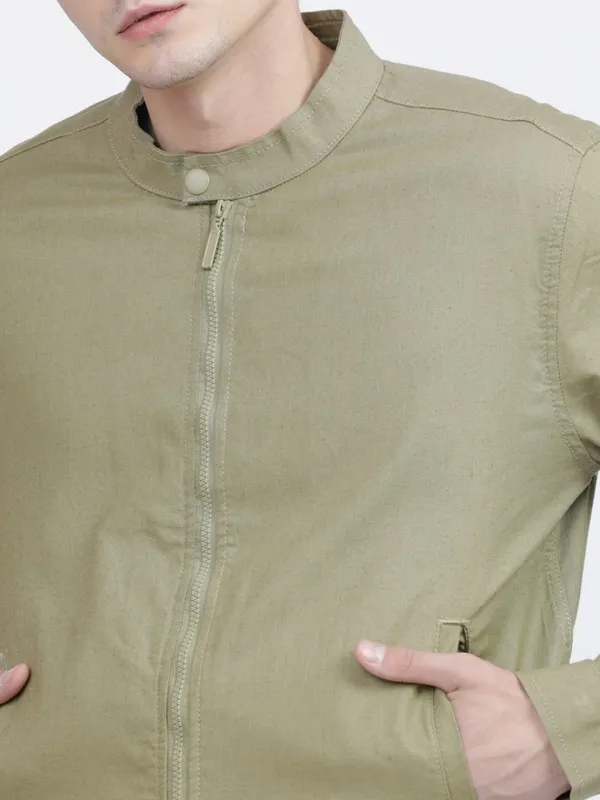 Highlander Men Olive Solid Bomber Jacket