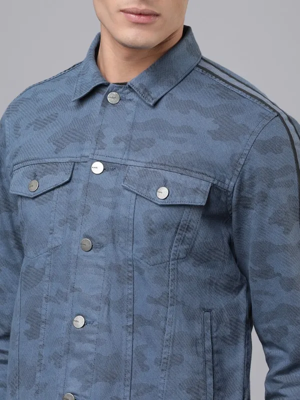 Highlander Men Blue Solid Denim Jacket
