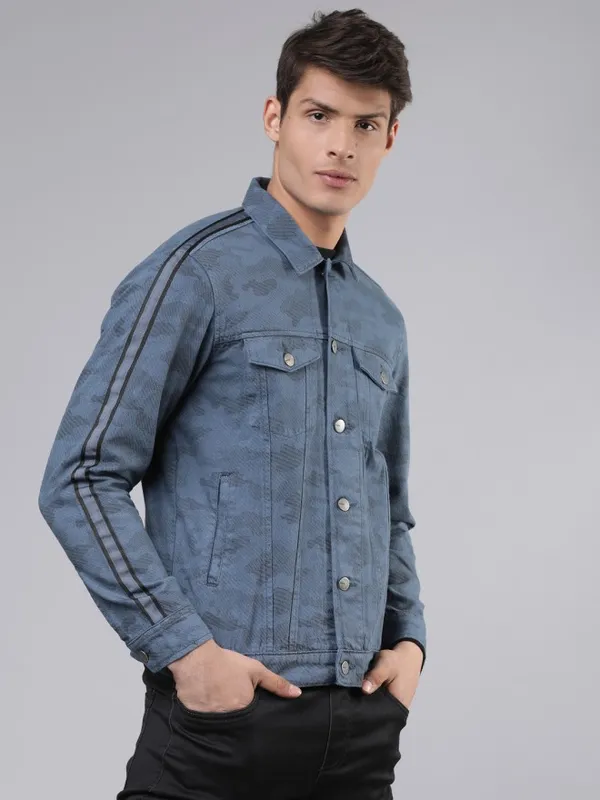 Highlander Men Blue Solid Denim Jacket