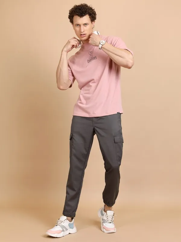 Highlander Men Olive Regular Fit Solid Joggers
