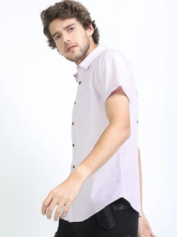 Highlander Men Pink Printed Slim Fit Casual Shirt