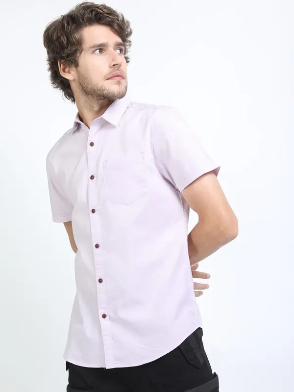Highlander Men Pink Printed Slim Fit Casual Shirt