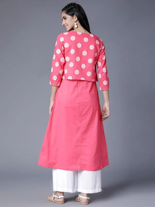 Vishudh Women Pink Checked Kurta With Trouser