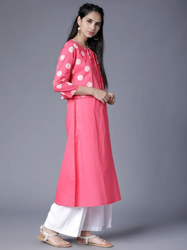 Vishudh Women Pink Checked Kurta With Trouser