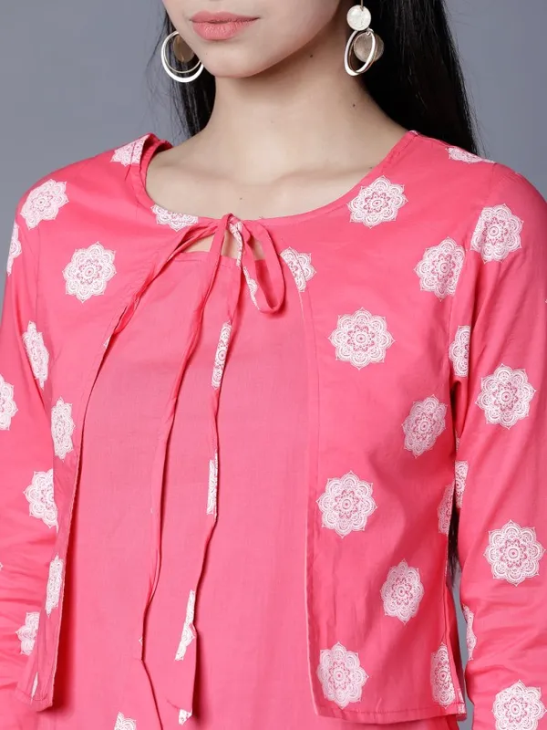 Vishudh Women Pink Checked Kurta With Trouser