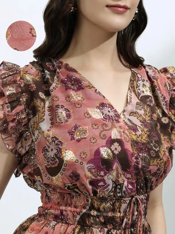 Vishudh Women Peach Printed Top