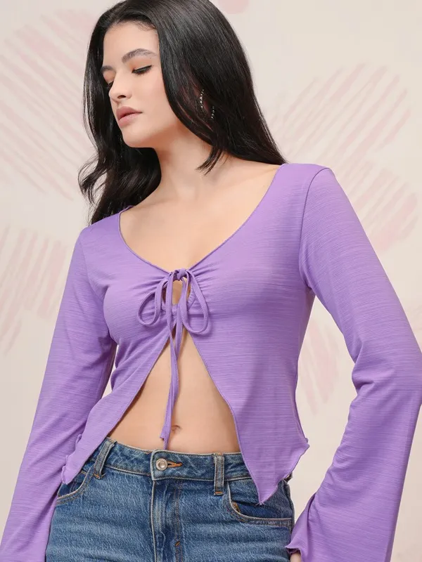Tokyo Talkies Women Lavender Solid Regular Top