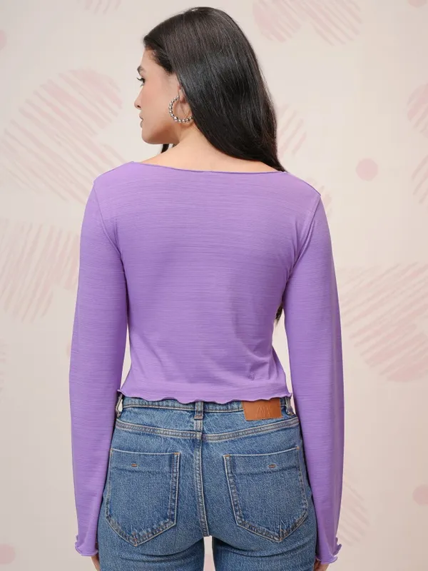 Tokyo Talkies Women Lavender Solid Regular Top